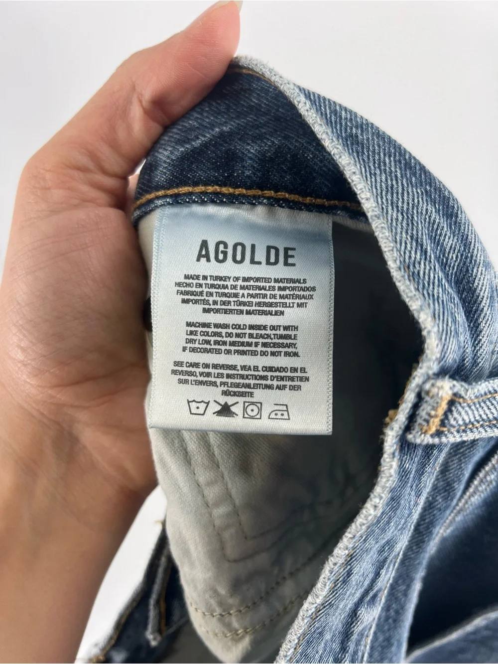 Agolde Luna Pieced Dark Wash Horseshoe Barrel Denim Jeans in Control 33 NWT